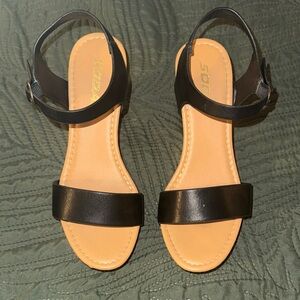 Soda Black Tan Women's Sandals